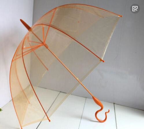 Orange Transparent Bubble Umbrella / Foldable Umbrella Fibreglass Frame / Ribs
