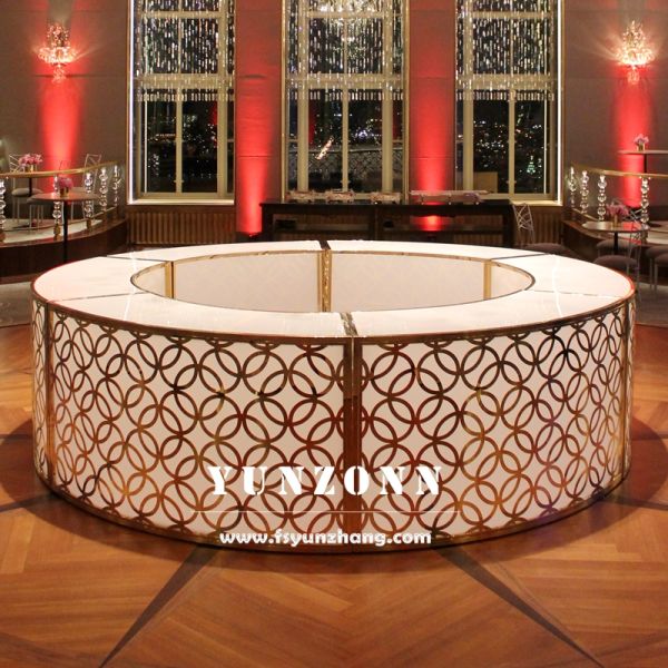 Modern Luxury Gold Stainless Steel Indoor Wedding Bar Counter with Wheels for Event Bar Tables