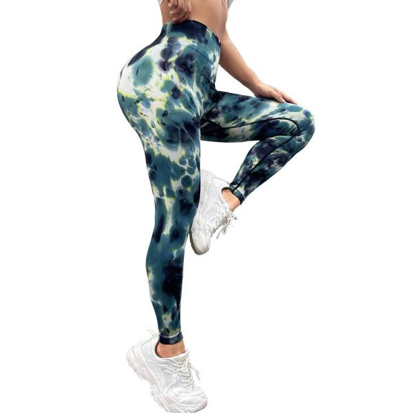 Seamless tie-dye outside wearing yoga pants high waist abs exercise pants peach hips elastic tights women