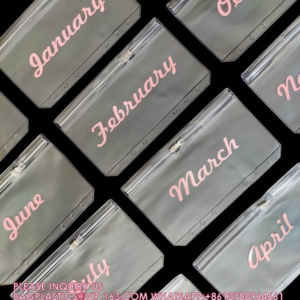 Reusable Cash Stuffing Binder Plan, Money Saving Binder Organizer Books Budget, purse, Metal slider bag zipper bag