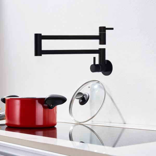 Solid Stainless Steel 304/316 Material Deck Mounted Nano Black Double Handle Flexible Kitchen Faucet For Pot Filler