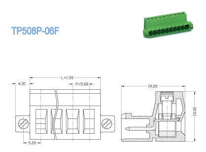 Plug - in Terminal Block   Pitch 5.08mm   Plug  Male  300V 18A  2P - 20P   Pluggable Terminal Block