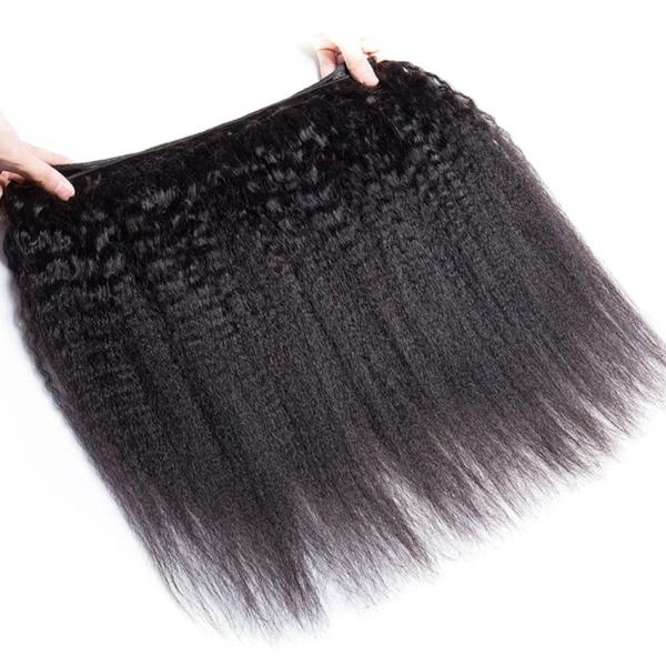 Brazilian / Peruvian Kinky Straight Virgin Human Hair Bundles With Natural Color