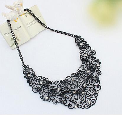 Sparkle Dance Wear Accessories Black Hollow Crystal Collar Necklace