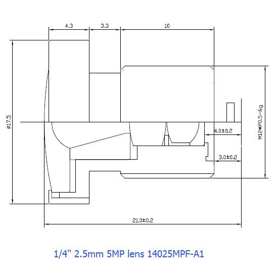 1/4 2.5mm 5Megapixel 1080P M12 Mount 130degree Wide-Angle Lens, 2.5mm security camera lens