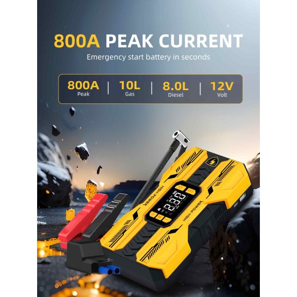 800A Car Portable Jump Starter With Air Compressor LED Emergency Light