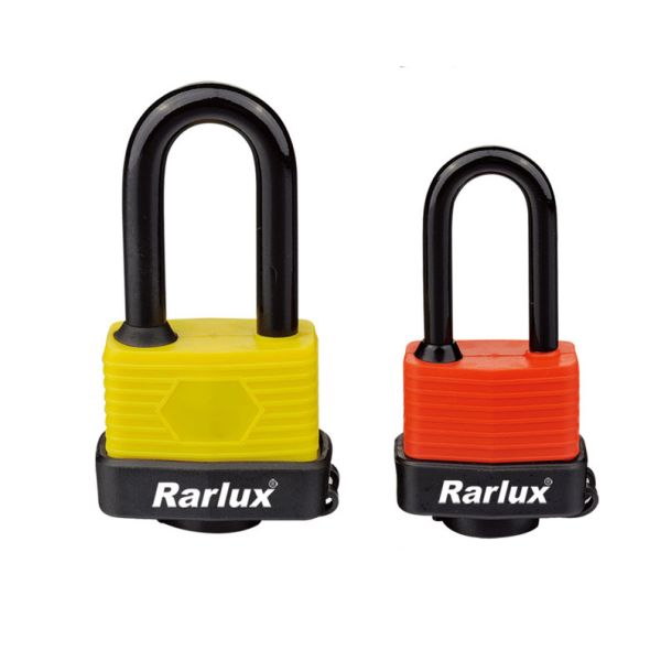 Rarlux Anti-rust Waterproof Steel Padlock with Plastic Cover Long Shackle Laminated Design-Zhejiang Origin