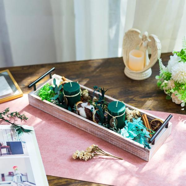 Custom Wooden Candle Holder Tray - Farmhouse Decor Centerpiece