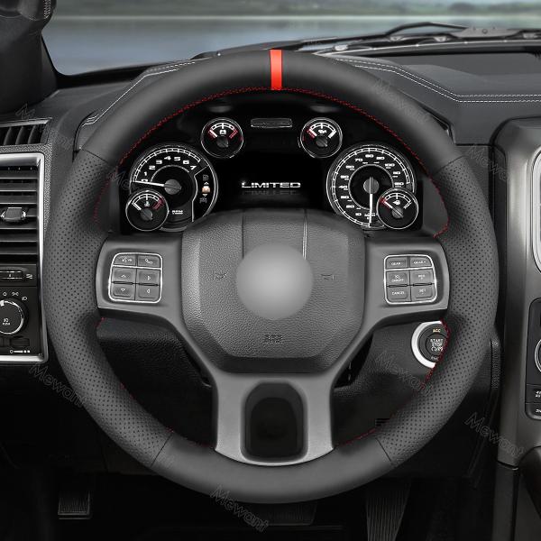 Custom Hand Sewing Leather Steering Wheel Cover for Dodge RAM 1500 3500 2013 2014 2015 2016 2017 2018