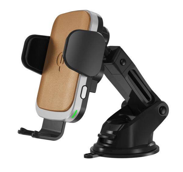 Cell Phone Holder PU Leather 10w Qi Car Wireless Charger