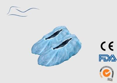 Non Slip Disposable Shoe Covers Light Blue Color ISO Certification 41CM Length