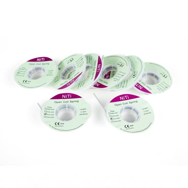 Élasticité élevée Nickel Titanium Open Coil Spring pour l'espacement orthodontique