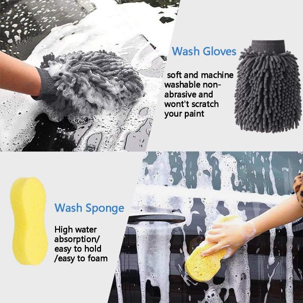12pcs Car Cleaning Brush Set Wash Cleaning Tire Brush Set Gloves 22cm