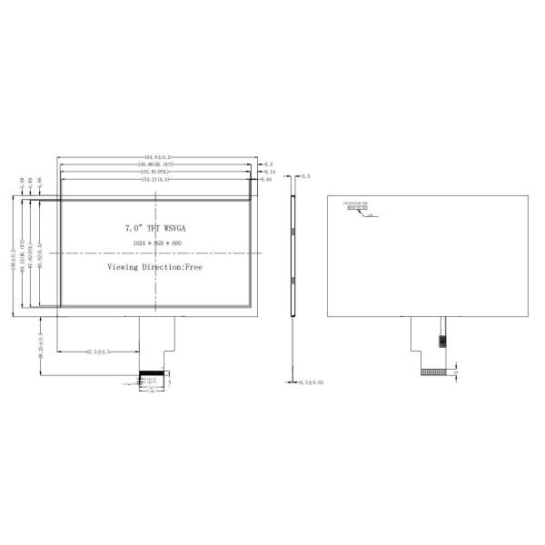 LVDS Interface 7 Inch 1000nits LCD TFT Touch Screen Module 1024x600 Resolution
