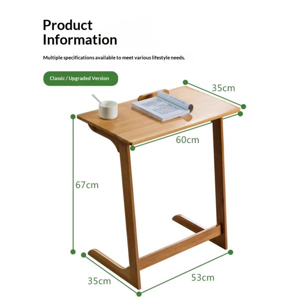 Foldable Bamboo Computer Desk Home Coffee Breakfast Computer Table Multifunction Adjustable Corner Desk for Living Room Bedroom