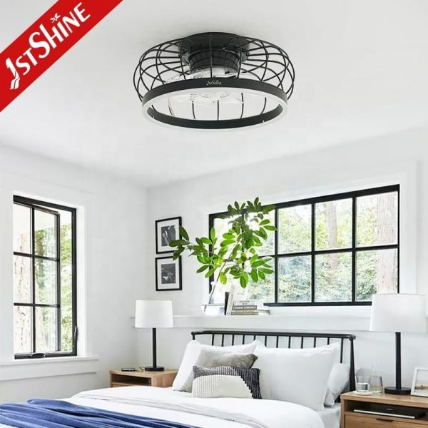 1stshine LED Moderno Design Preto Flush Monte Ventilador de Tecto com Interruptor de Controle Remoto