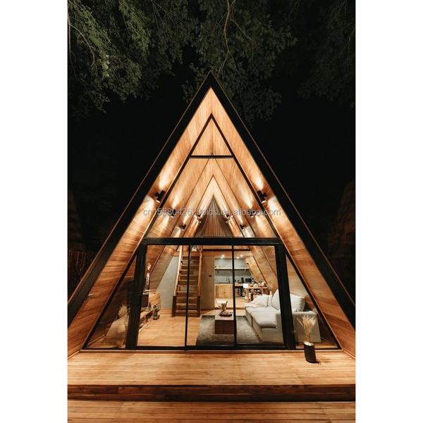 Hotel Resort Casa de contenedores prefabricada con una habitación baño cocina y puerta de paneles de sándwich en forma triangular moderna