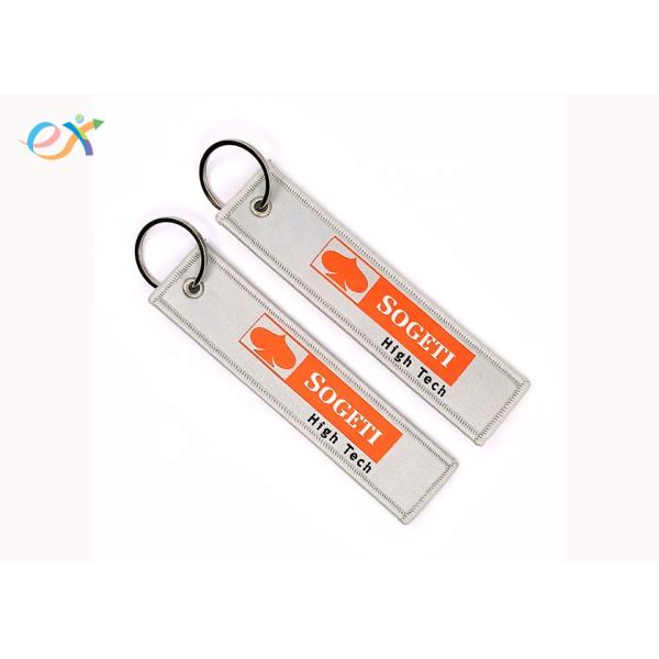 Merrow Border Woven Embroidery Keychain Gift Key Ring Custom Logo In Green