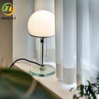 Chambre d'hôtel Nordique Moderne Simple Lampade de table LED Design Lampade de table d'hémisphère métallique en verre