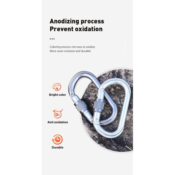 25KN Snap Hook Locking Aluminium Carabiner Clip Perfeito para segurança e segurança