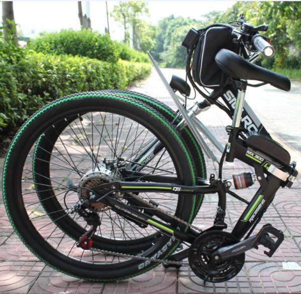 SMLRO 24 Inch Folding Electric Bike , 22MPH Electric Bicycle For Men IPS6