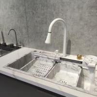 White Multifunctional Kitchen Sink Double-Bowl Top-Mount Stainless Steel