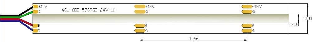 лента СИД прокладки 24V RA90 576Leds 18W RGB гибким приведенная ударом красочная