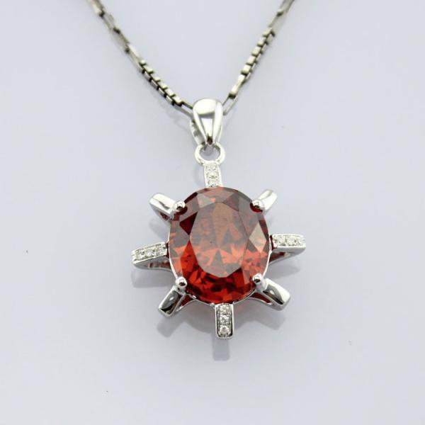 925 Sterling Silver Amethyst Cubic Zircon Pendant Jewelry (E06J)