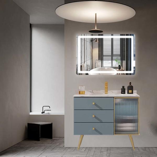 Modern Bathroom Cabinet With Mirror Waterproof  Floor Mounted