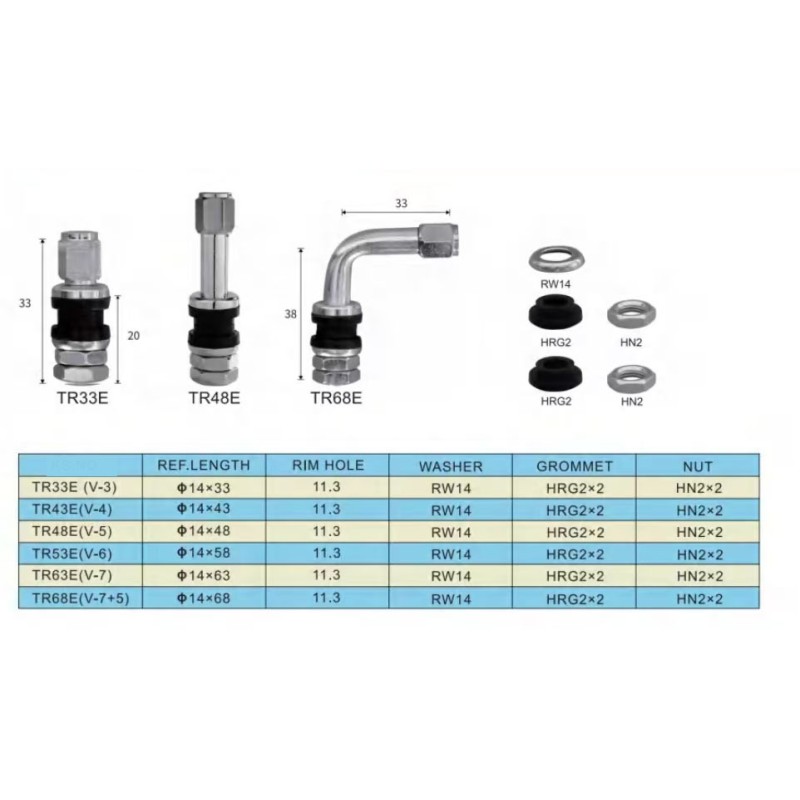 Car Valves TR43E Tire Valve Tubeless Metal Clamp-in Valve Stems