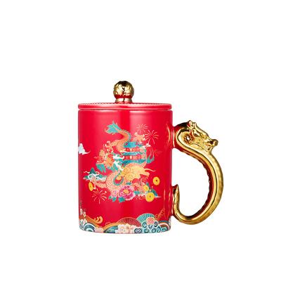 Ready To Ship In Stock Durability Gold Handle Round Coffee Mug Customized Number Of Pieces
