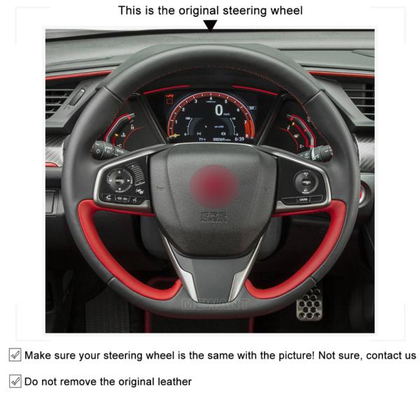 2017-2021 Honda Civic Type R Custom Hand Stitching Steering Wheel Cover in Grey Suede