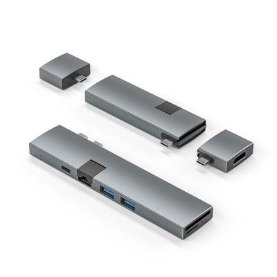 Hub multiport 8 en 2 pour MacBook Air Pro avec double USB C compatible Thunderbolt