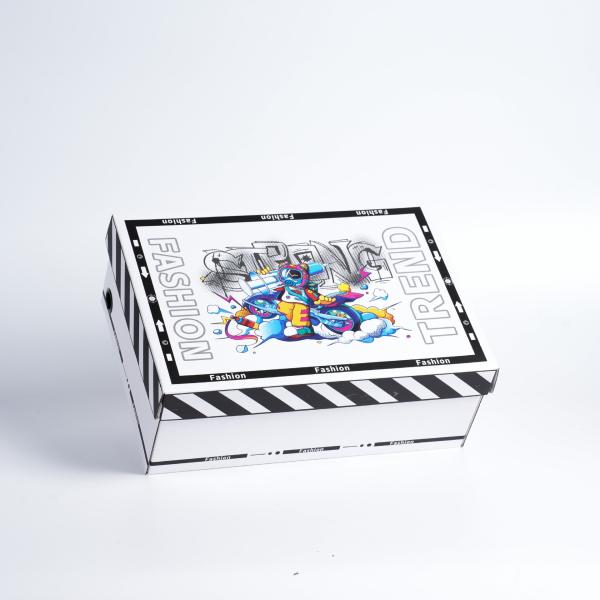 Wholesale Spot Goods Printing Paperboard Shoe Packaging Box With Glossy/Matt Lamination Heaven and Earth Cover Box