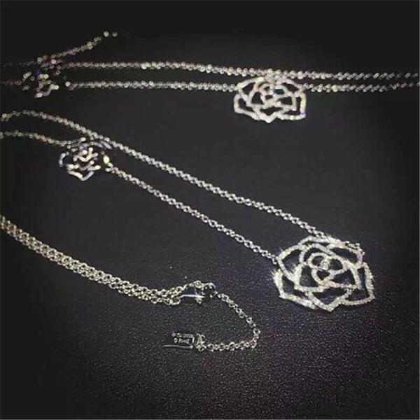 Piaget  full diamonds of double hollow rose necklace 18kt  gold  with white gold or yellow gold or rose gold