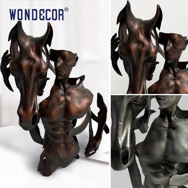 Металлическое искусство в помещении Мужчины и лошади Бронзовая скульптура