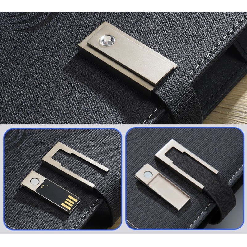 Custom A5 Leather 8000mAh Power Bank Notebook Wireless USB Charging Personalized