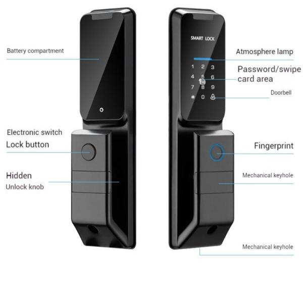 Wifi Fingerprint Door Lock Aluminum Alloy Tuya Digital Door Lock 35mm - 60mm