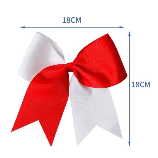 Girl Hair Decoration American Red White Patriotic Festival Hair Bow with Elastic Band