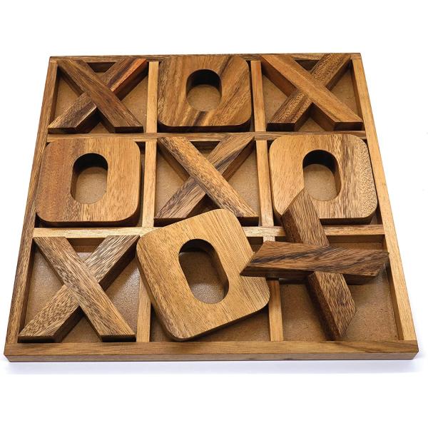 Wooden XOXO Tic Tac Toe Board Game Ideal for Outdoor Decor and Men's Entertainment