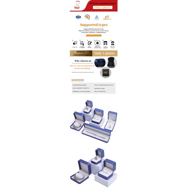 Custom Shape Glossy PU Leather Jewellry Case , Jewelry Box Sets For Packaging