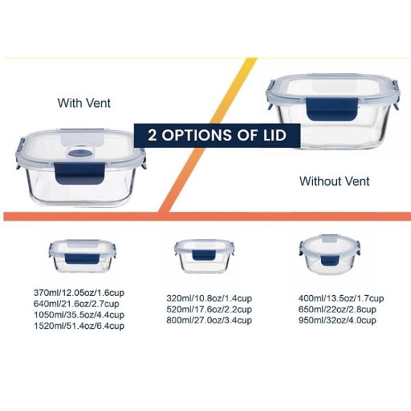 Contenedor de vidrio apilable con pulverización de color personalizado con tapa de PP Cool Lock ventilada