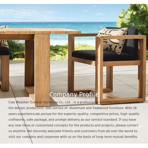 Modern Design Solid Wood Dining Set for Outdoor Furniture Teak Wood Side Chair and Armchair in Courtyard Garden Dining