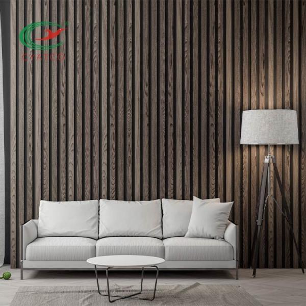 Odorless Durable Acoustic Wood Slats , Fire Retardant Fluted Wood Panels