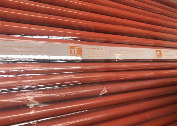 Orange Powder Coated Temporary Fence Panels O.D. 32mm/41mm Fortress Melbourne wall thick 1.5mm 2.1m x 2.4m