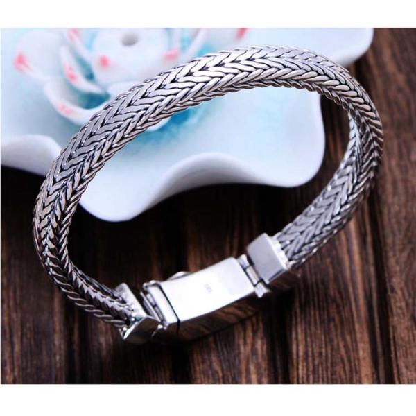 Vintage 925 Sterling Silver Wheat Chain Link Bracelet for Men(B17060201)