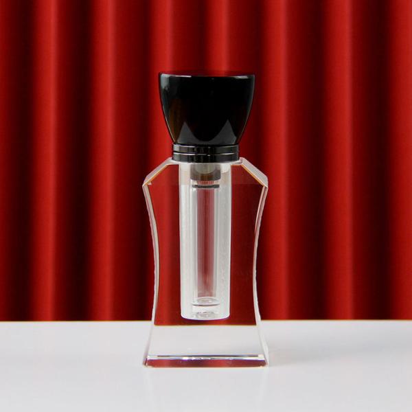 Flacon de parfum pour homme en verre transparent avec bouchon en cristal noir vide de 5 ml, style arabe, pour huile essentielle