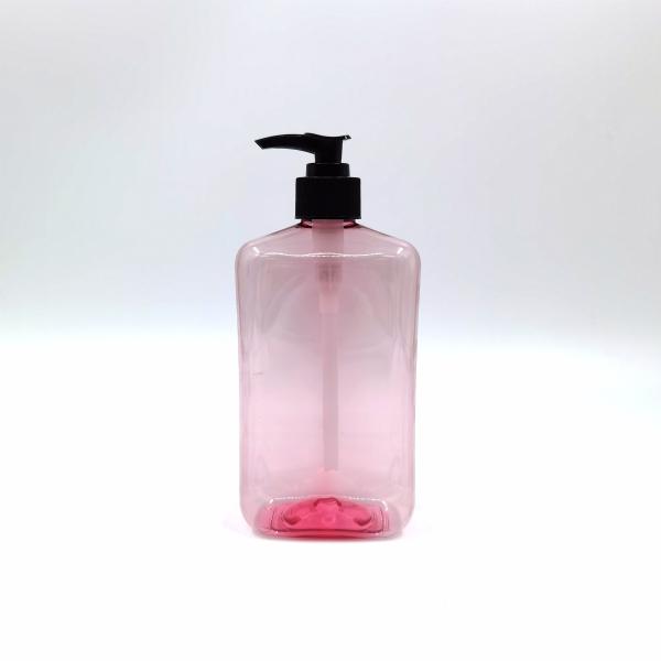 500ml Flat Plastic Cosmetic Bottles With Black Lotion Pump Shampoo Hand Wash Container