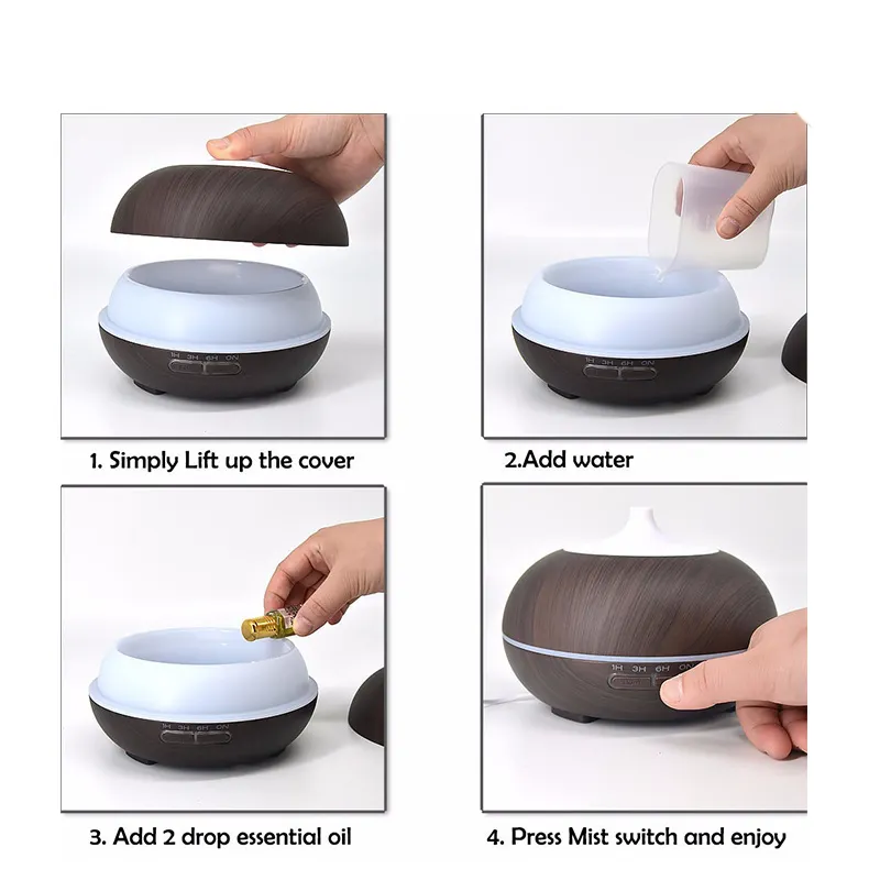 Unique Products 300ml Light Wood Oil Diffuser Innogear Essential Oil Diffuser Aroma Diffuser with Color LED Lights Changing