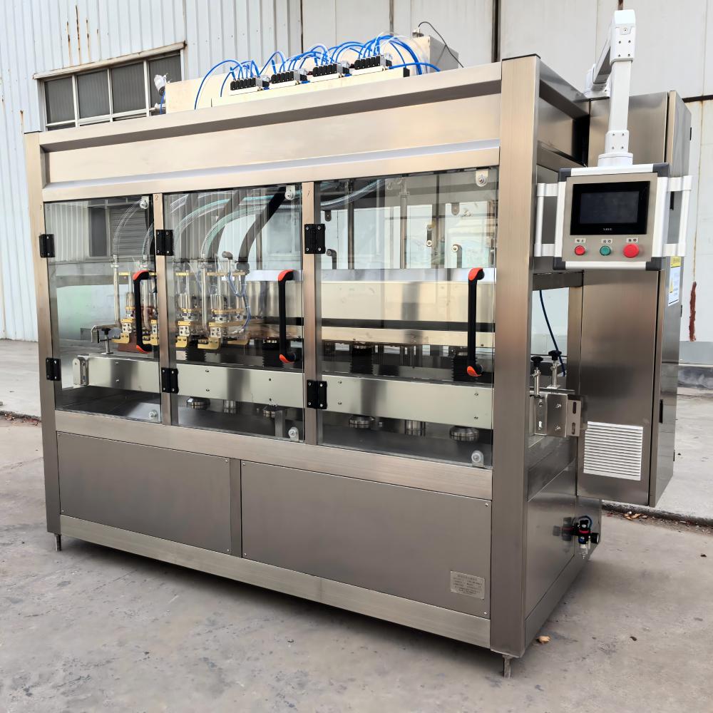 4 Head Automatic Viscous Liquid Ketchup Chilli Sauce Glass Jar Filling Packaging Machine